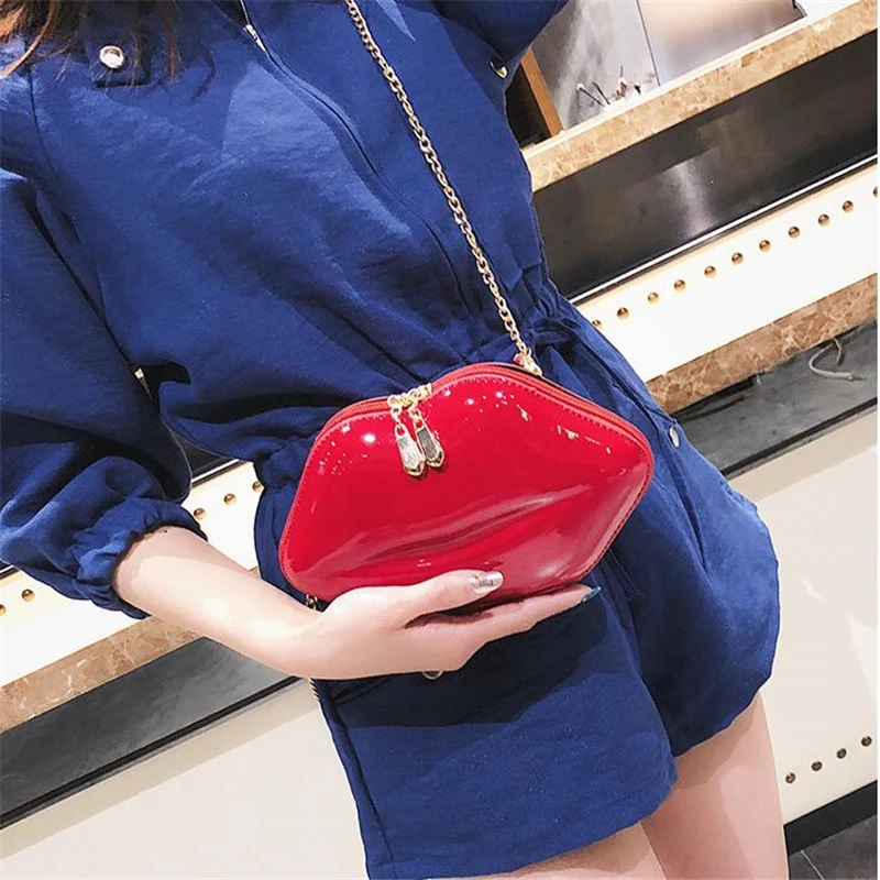 Женская сумка-клатч в форме губ, высокое качество, женская сумка из искусственной кожи на плечо с цепочкой, вечерняя сумочка, сумочка с красными губами, вечерние сумки для девушек