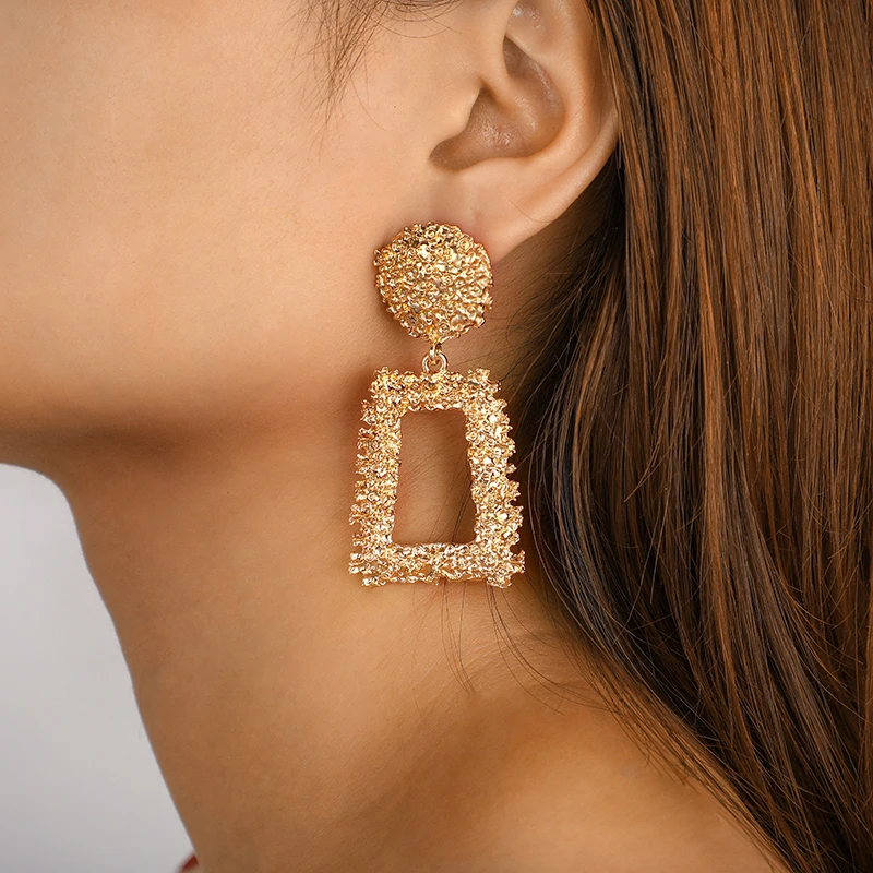

Tocona Punk Geometric Square Large Gold Crystal Gem Pendant Grop Earrings For Women Trend Party Statement Jewelry C12208
