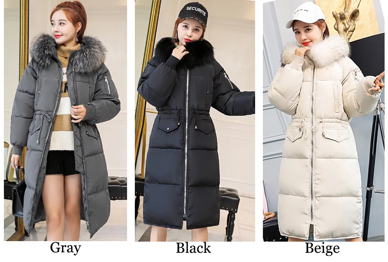 Высококачественная теплая плотная женская зимняя куртка с капюшоном и меховым воротником, Женское пальто, женская длинная парка, верхняя одежда, стеганые куртки