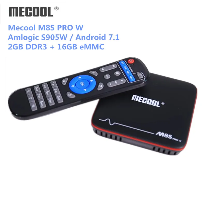 Mecool M8S PRO W Smart Android ТВ Box Android 7,1 2,4G, Wi-Fi, 4 K, 2 Гб оперативной памяти, 16 Гб встроенной памяти, с поддержкой голосовой Управление Amlogic S905W набор CPU компьютерной приставки к телевизору