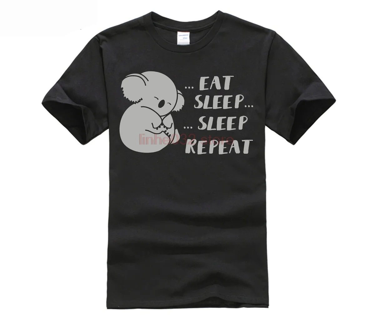 

Eat Sleep Repeat Cute Sleeping Koala T Shirt 2019 Summer New Brand T Shirts Men Hip Hop Men T-Shirt Casual Fitness