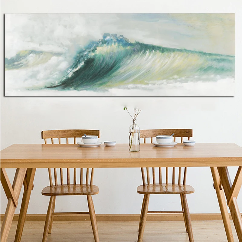 Print Abstract Ocean Waves Seascape Canva Painting Traditional Art Scenery Wallpaper Modern Wall Picture Poster For Living Room (2)