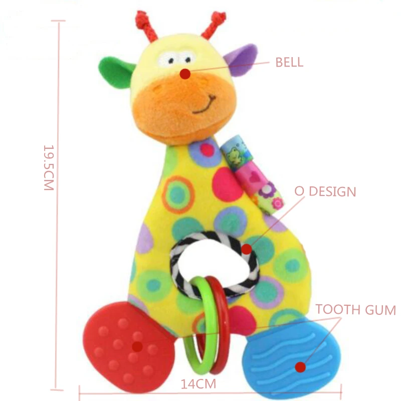 Toddler Soft Plush Hand Bell Toys Infant Cartoon Rattle Ring Educational Toys Baby Boy Interactive Toys Newborn Mobile Toys