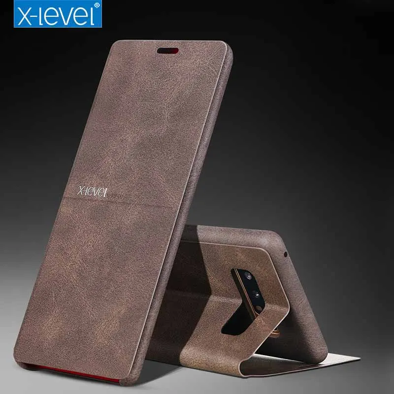 

for Samsung S10 S9 S8 Plus Case X-LevelLuxury Business PU Flip Leather Kickstand Phone Cover for Samsung Galaxy Note 9 8 S10E