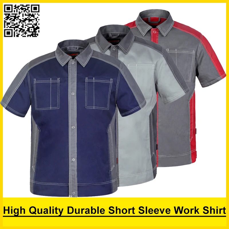 

Bauskydd High quality Men's polycotton workwear shirt dark blue work shirt engineer uniform jacket polo shirt