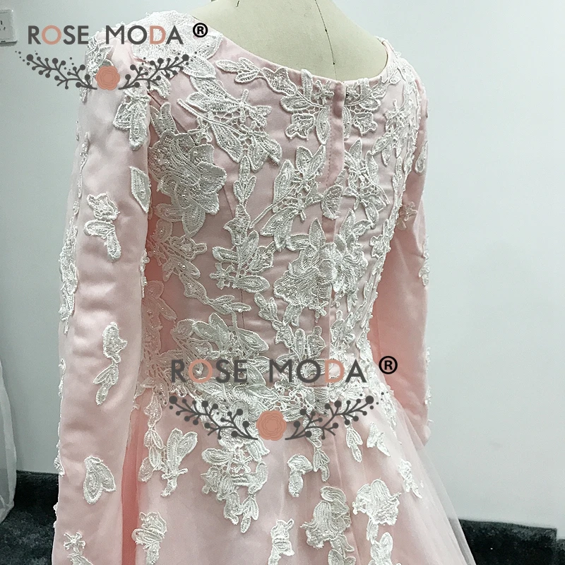 Роза Moda одежда с длинным рукавом Румяна розовое свадебное платье с более чем юбка дана Wolley кружева Обручение вечерние платье