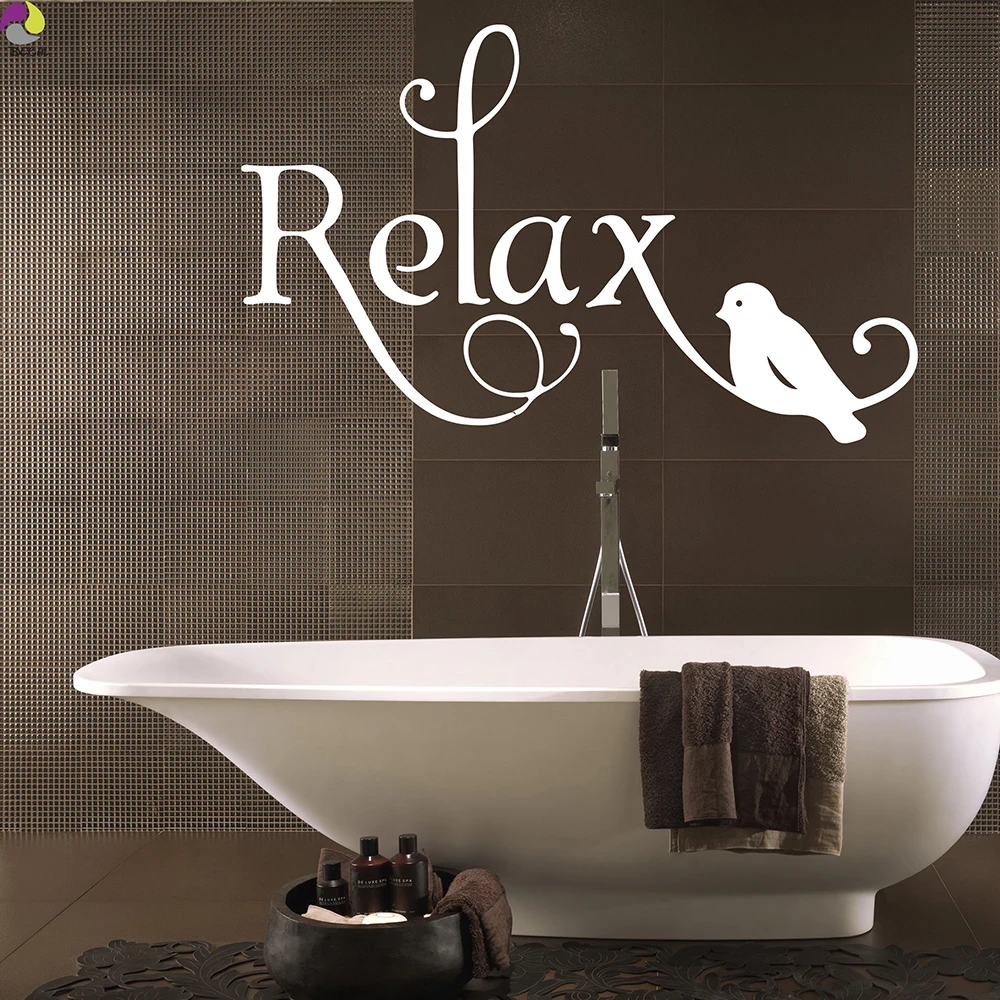 Cartoon Relax Quote Wall Sticker Bathroom Bedroom Large Relax Birds