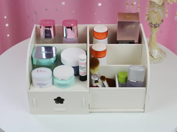 Wood casket Korean Multi color Cosmetic Organizer Makeup Case drawer Holder Storage Box Gift set 311A