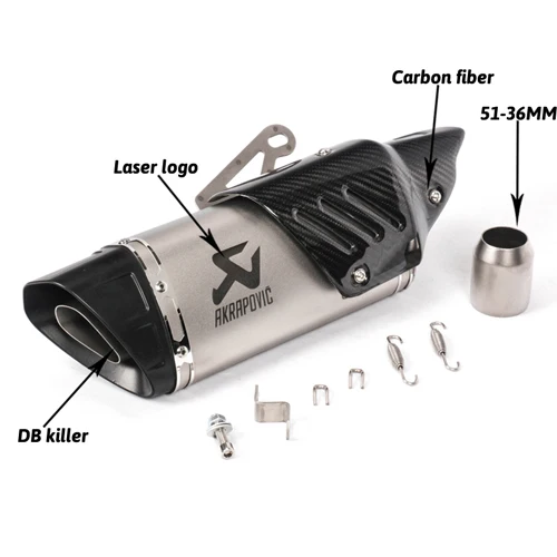51 мм мотоциклетный, из углеродного сплава глушитель выхлопной трубы R6 R1 CBR500 Z750 500cc 600cc r11 akrapovic выхлопной трубы Тубо escapamento moto - Цвет: B