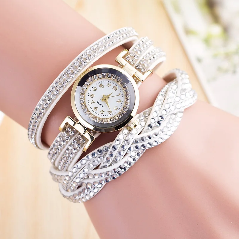 2018 новые модные повседневные кварцевые женские часы со стразами женские плетеные кожаные часы-браслет подарок Relogio Feminino Прямая доставка