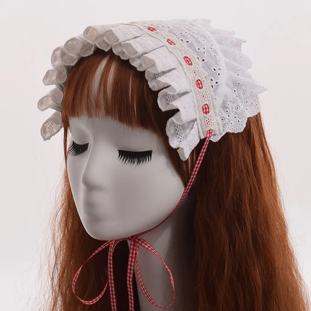 

1PC Vintage Lolita Maid Kerchief Girls Triangle Ruffled Head Wear Headband