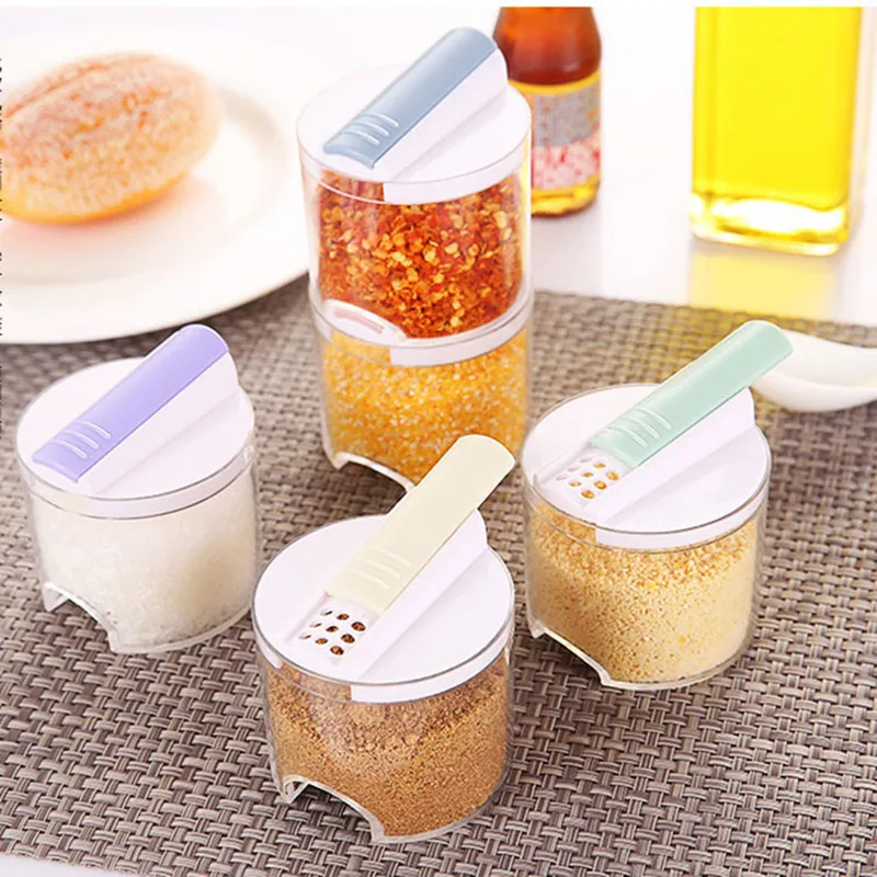 

Creative Superposition Salt and Pepper Seasoning Jar 5pcs Plastic Spice Bottle Barbecue Seasoning Storage Box Kitchen Supplies