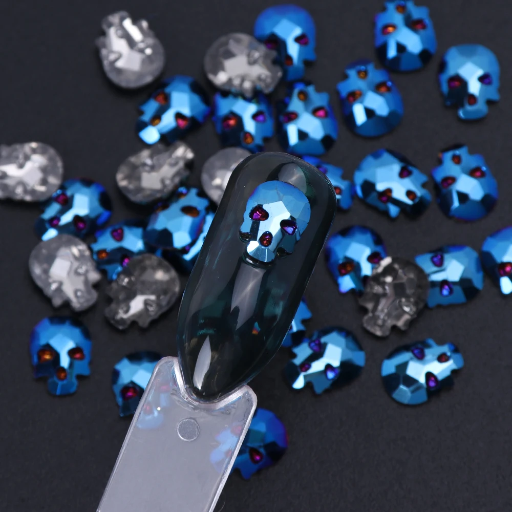 Shiny Rhinestones Nail Art Creative Skull Bone Decorations Glitter Flame Strass Nail Gems Flatback Stone Charms Accessory LA963 (9)