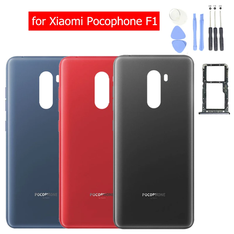 

for Xiaomi Pocophone F1 Battery Back Cover Rear Housing PC Plastic Door Card Tray Holder for Xiaomi Poco F1 Repair Spare Parts