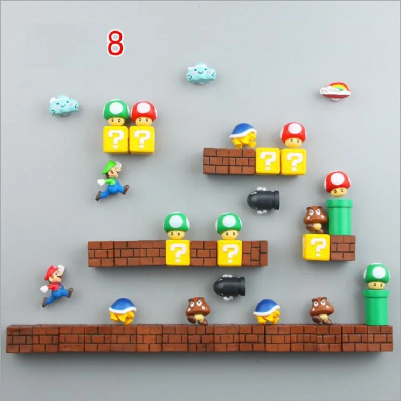 Магниты на холодильник Супер Марио сиуты Зеленый Марио магнитные кубики пули Postbox игрушки для детей день рождения украшения дома