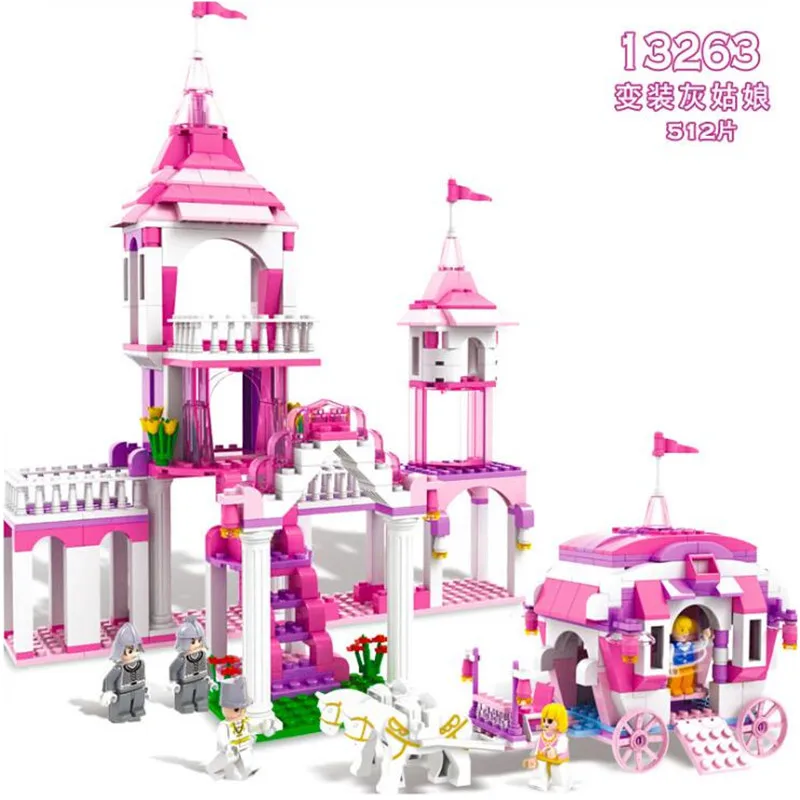 

New Children's Fun 512pcs Legoings Cinderella Into The Palace Model Building Blocks Kit Toys Girl Birthday Gifts