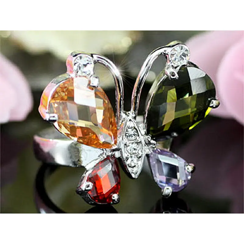 

Peacock Star Multi-Color Butterfly Ring use Austrian Crystal - CSR094