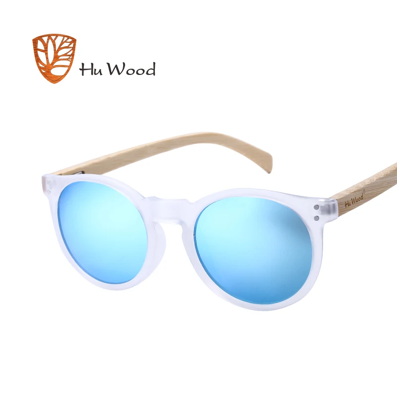 Goedkoop HU HOUT Merk Designer Gepolariseerde Zonnebril Mannen Plastic Frame Hout Oortjes Fashion Oval Zonnebril Spiegel Lens UV400 GR8003