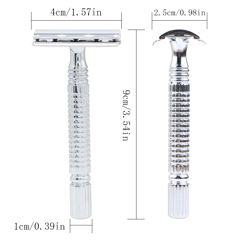 HAWRAD Мужская бритва из нержавеющей стали с двойным краем, безопасная бритва с 1 ручкой, 10 лезвий с двойным краем, подарочная коробка