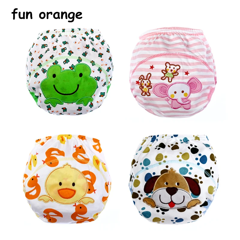 

Fun Orange 1Pcs Cute Baby Diapers Reusable Nappies Cloth Diaper Washable Infants Kids Baby Cotton Training Pants Panties Nappy