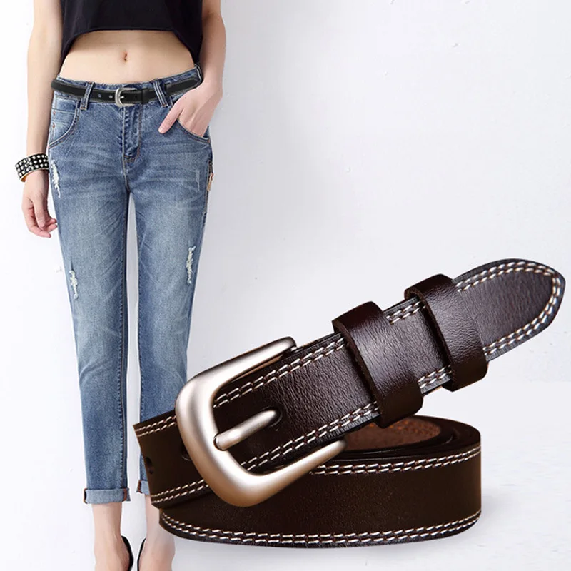 

medyla Good Women belts cow genuine leather pin buckle vintage style top quality newest luxury female strap original