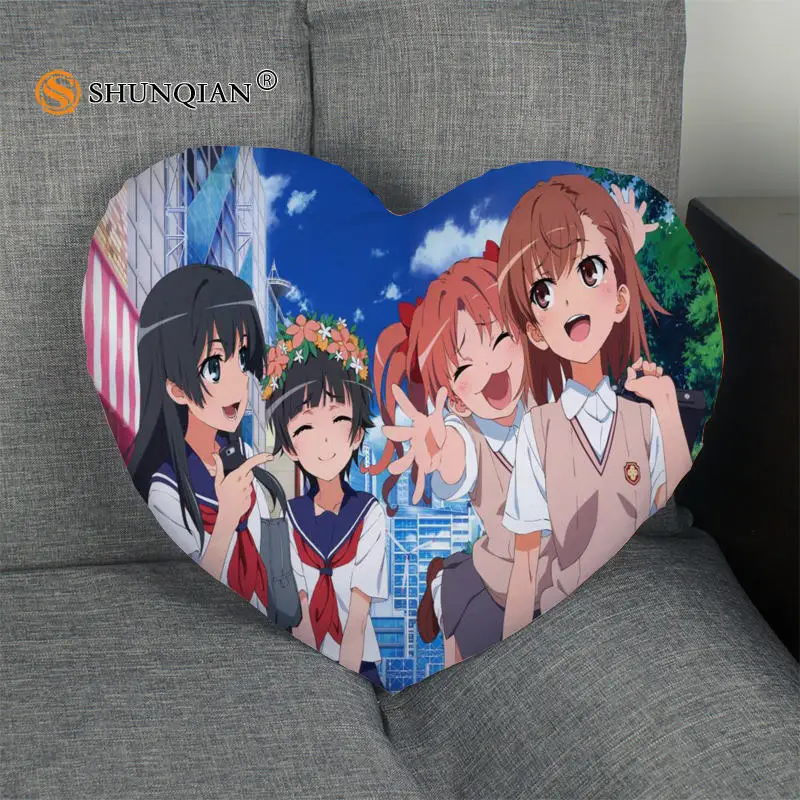 

To Aru Kagaku no Railgun Heart Shape Pillow Cover Custom zipper Pillowcase Just Cover No Core Size 41x36cm,47x42cm