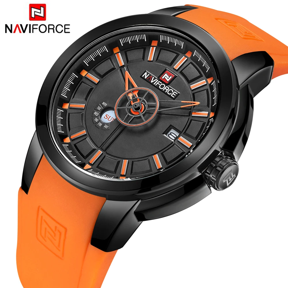 NAVIFORCE Luxury Brand Military Watches Men Quartz Analog 3D Face Rubber Clock Man Sports Watches Army Watch Relogios Masculino