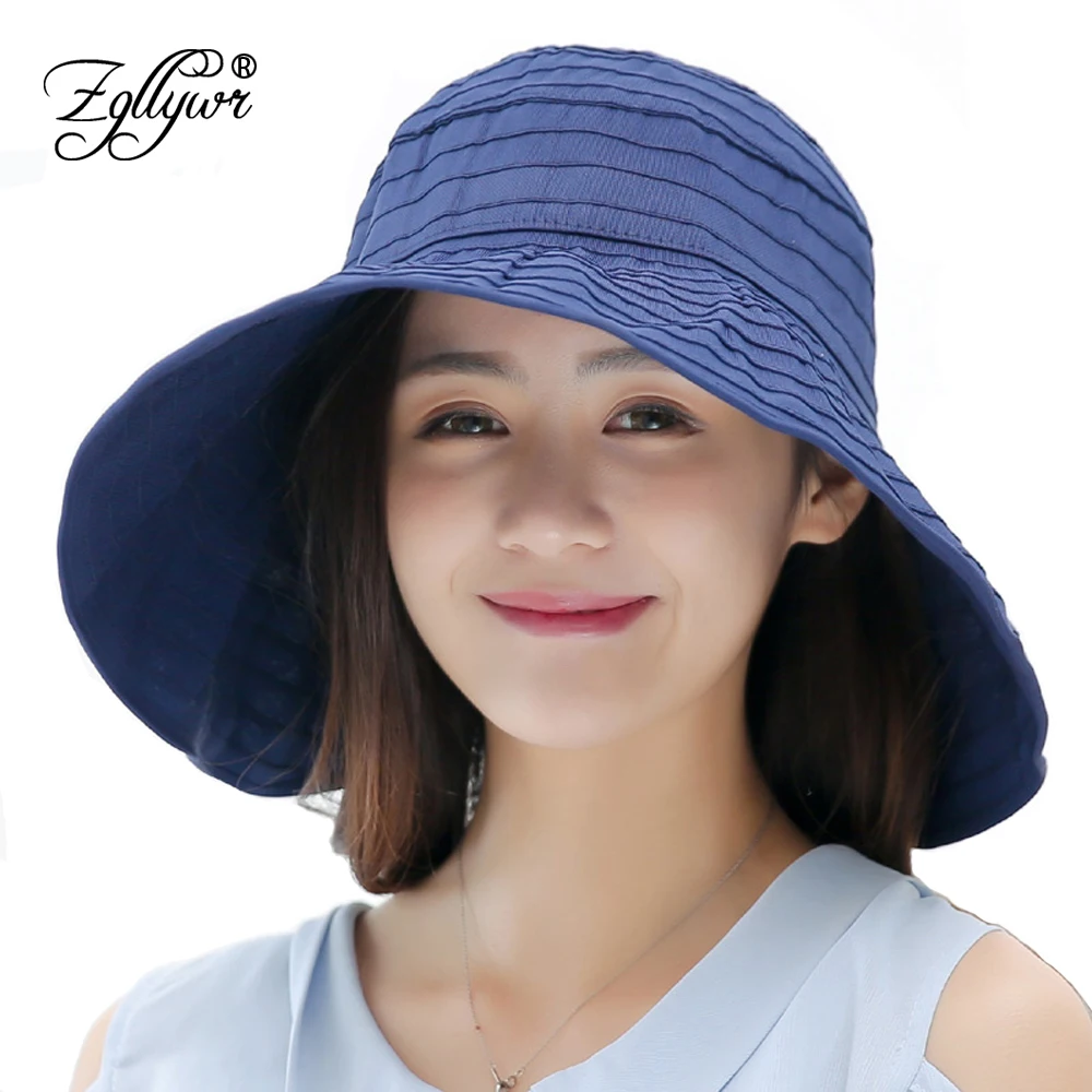 Zgllywr Women Summer Sun Hat Foldable Anti UV Protection Waterproof