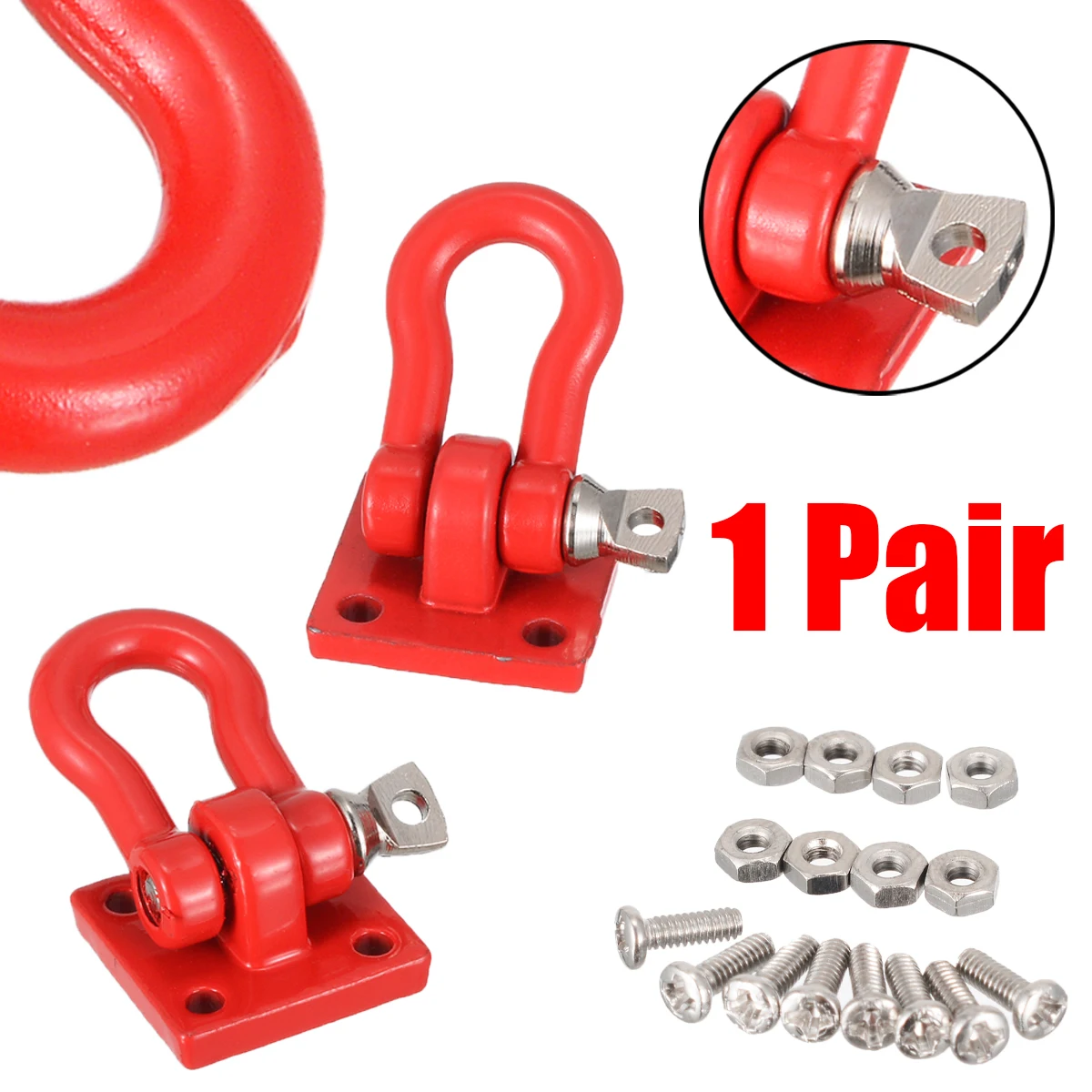 2pcs 1:10 Scale Red Trailer Buckles Hooks For RC Truck Crawler Climber Accessories Climbing Car Truck Trailer Hook Parts