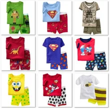 Характер Дети Пижамы Наборы 2016 Лето Коротким Пижамы Мальчиков одежда Pijama Костюм Девушки Пижамы Ночной Рубашке Хлопка малыш pijamas