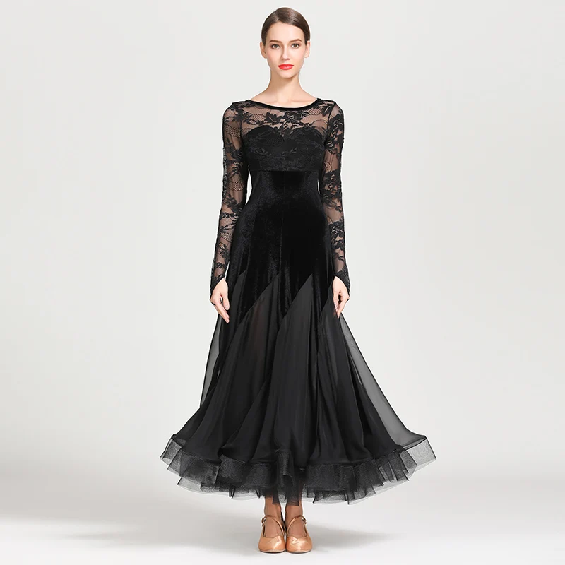 Red Lace Velvet Stiching Fishtail Women Standard Ballroom Dress Spanish  Dance Costumes Flamenco Waltz Dress Elegant Party Dress - AliExpress  200000532