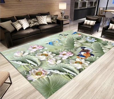 Китайский Лотос 3D коврик для гостиной прикроватный журнальный столик одеяло кухонный коврик для ванной комнаты водопоглощающий домашний декор - Цвет: B