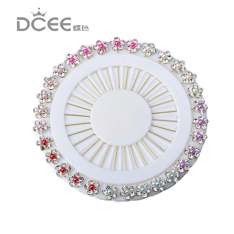 

2018 New Hijab Pins Set Wholesale 30PCS Crystal Muslim Brooches For Women Safety Scarf Pins Hijab Pins Silver Jewelry Brooch