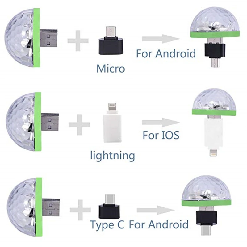 미니 USB 다채로운 디스코 조명, 자체 추진 크리스탈 매직 볼 무대 조명, USB 포트 전원 공급 장치, 좋은 선택