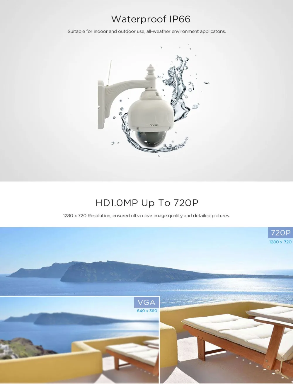 720 P беспроводной wifi PTZ IP купольная камера наружная водостойкая