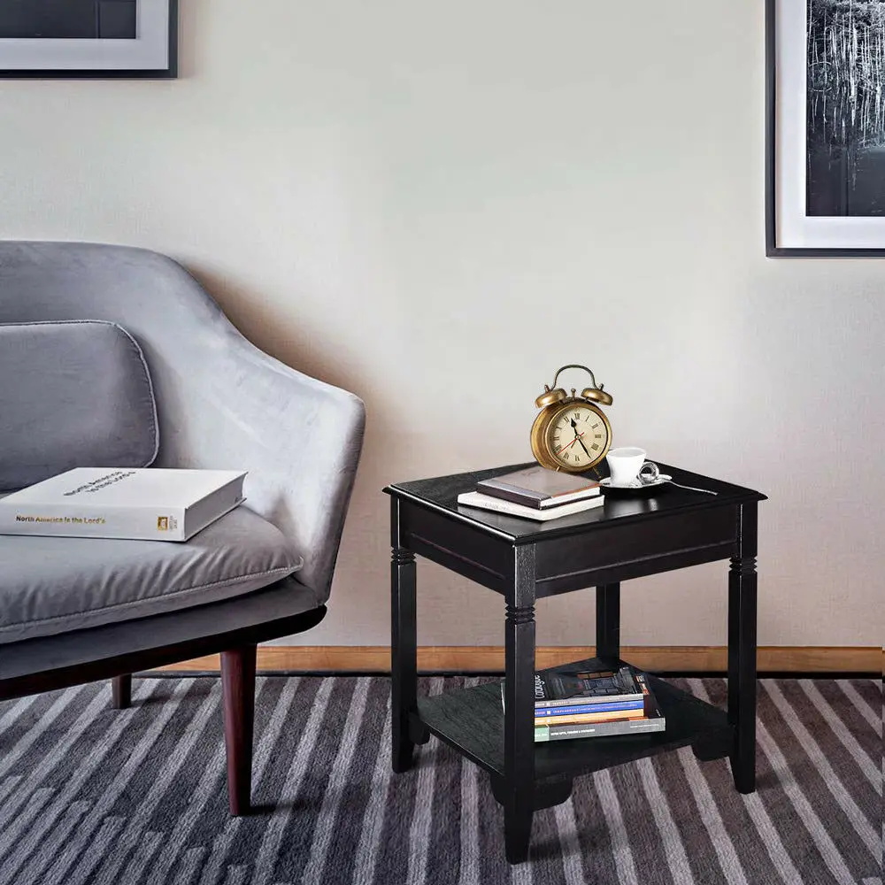Giantex Modern End Coffee Table Durable Quality Home Furniture Storage Shelf Decor Bedroom Nightstand HW51532