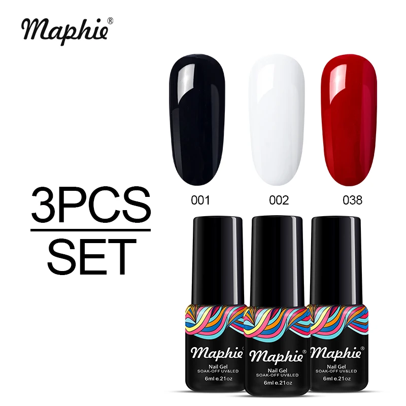 Maphie 3 шт./лот УФ-гель для ногтей Набор для дизайна ногтей красный цвет серия УФ гель лак Полупостоянный светодиодный лак для ногтей набор - Цвет: 1