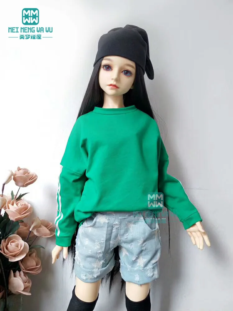 BJD Кукла Одежда для 1/3 BJD SD DD кукла Досуг Толстовка С Капюшоном Черный Белый Зеленый джинсовые шорты