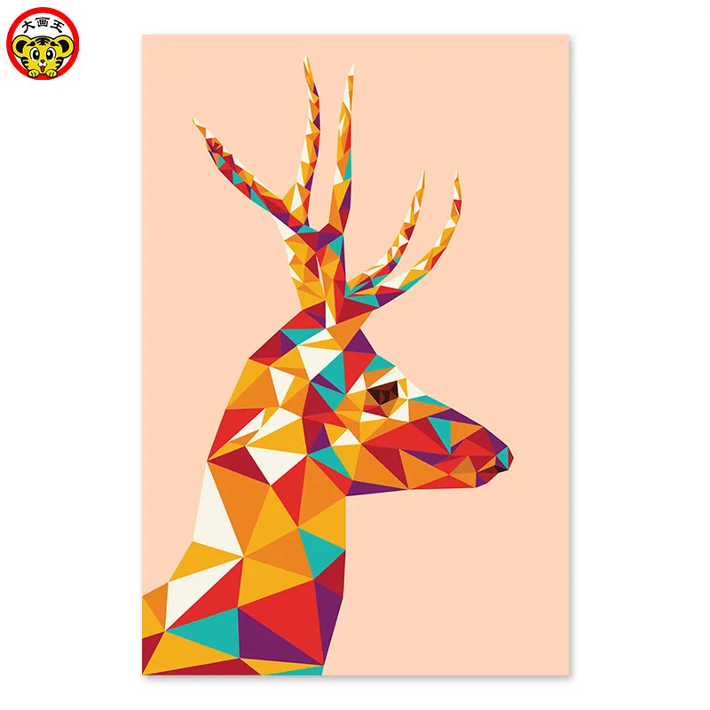 Digital painting manual coloring decorative colorful diamond design unique deer paintings own color | Дом и сад