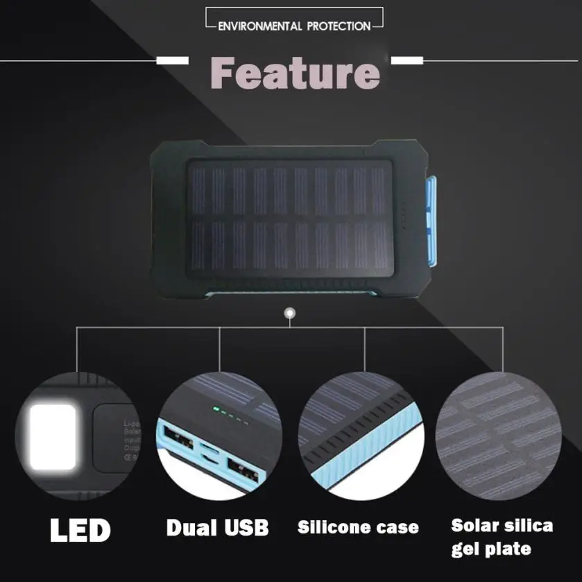 NewHot распродажа LED двойной USB порт солнечная панель внешний аккумулятор чехол