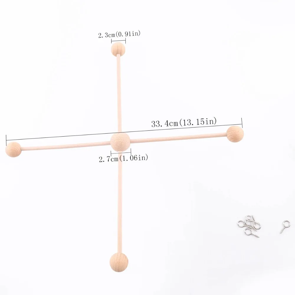 PINJEAS 10SET Wooden Baby Mbile Hanger Baby Room Decor Crib Mobile Hanger Frame DIY Baby Mobile Holder In Natural Wood Crib bell