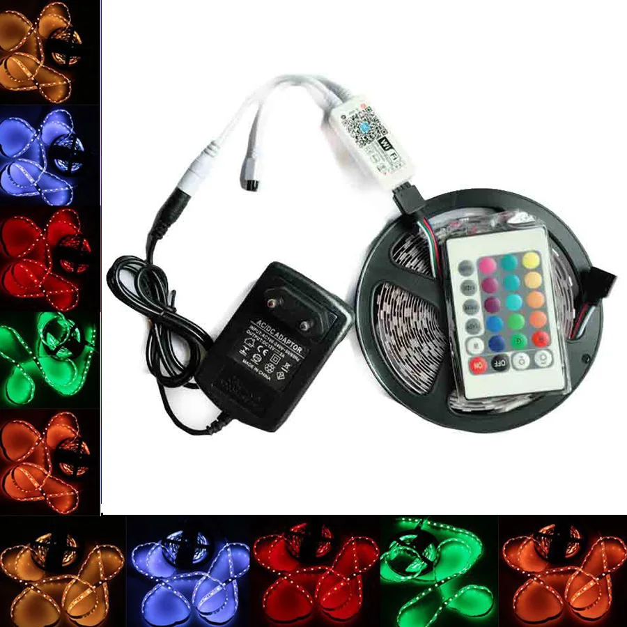 

SMD RGB LED Light Strip 5050 Led Lamp 5 M 60leds / m IP20 Flexible RGB Led Led Light 24 Wifi Wrenches DC Controller 12 V Adapter