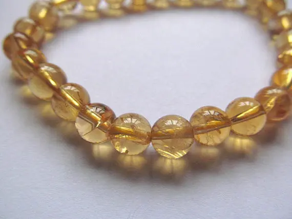 

Handmade Natural Citrine bracelet round ball yellow jewelry bead 6 8 10 12 14 16mm one strand