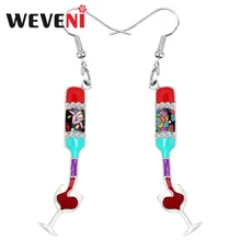 WEVENI,, эмаль, сплав, стразы, красное вино, чашка, бутылка, серьги-подвески в форме капли, трендовые Винтажные Ювелирные изделия для женщин, девушек, женский подарок
