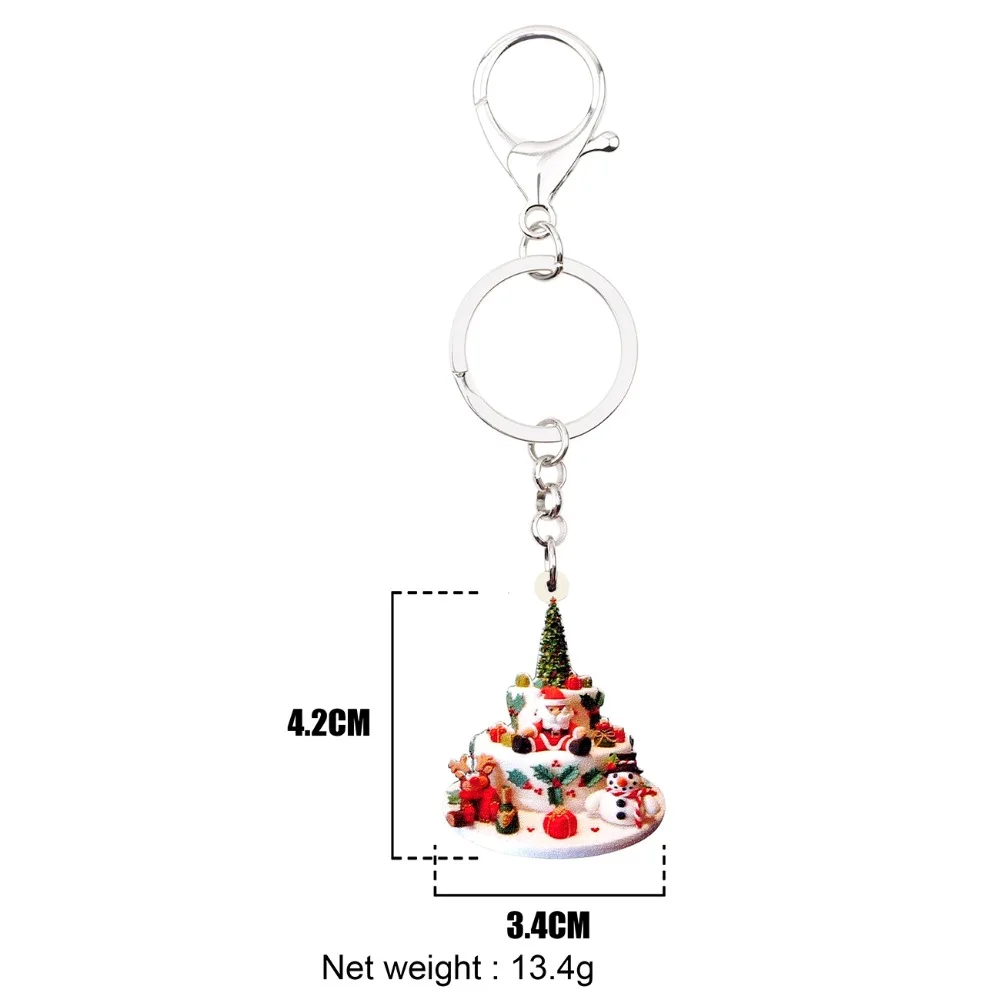 Bonsny Акриловая Рождественская елка Санта Клаус торт-Снеговик брелок милый Navidad рождественские украшения для женщин девочек тройники кулон