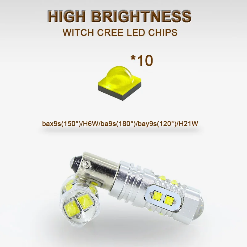 Светодиодный H21W BAY9S 120 градусов с чипами XBD светодиодный ные лампы для резервного
