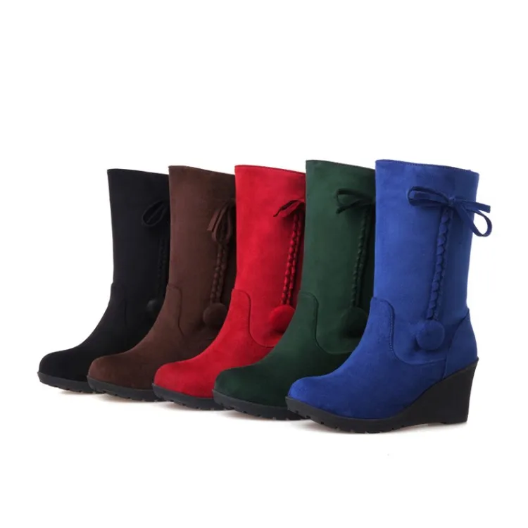 

2017Big size 34-52 Fashion Medium Boots Vintage Brand Low Heels Spring Shoes Autumn Winter Boot for Women Shoe Snow Boots HQ155