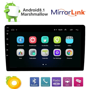 

Android 8.1 Quad Core Car Multimedia Player 10.1" 2 Din Car Radio Stereo GPS Navigation Wifi Bluetooth Audio Mirror Link