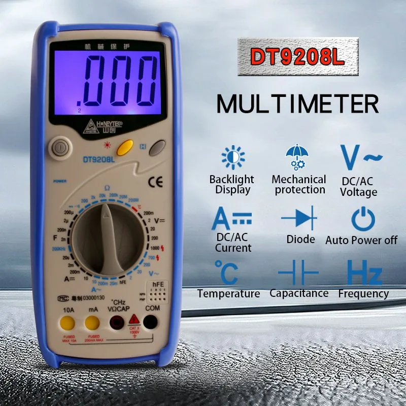 QQ2.0 HK56A HK56B DT9208A компактный аналоговый мультиметр AC/DC напряжение тока мини мультиметр используется для дома и студентов - Цвет: DT9208L