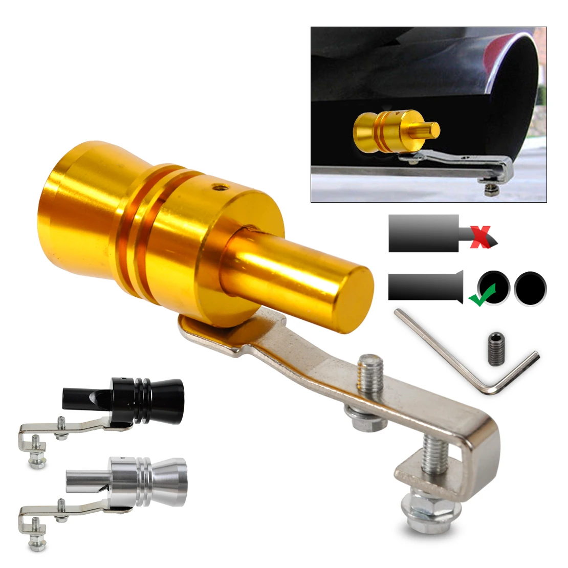 DWCX Universal Aluminum Alloy Car Turbo Sound Whistle Muffler Exhaust Pipe Auto Blow off Valve